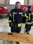 Feuerwehr&uuml;bung in Greu&szlig;en. Auch Landtagsabgeordneter  Stefan Schard (CDU) nahm an der &Uuml;bung teil (Foto: Katharina Wreden)