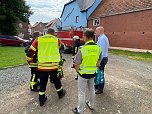 Unangek&uuml;ndigte Feuerwehr&uuml;bung im Kindergarten "Dorfspatzen" in Hohenebra (Foto: Janine Skara)