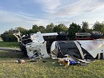 umgekippter Bierlaster sorgt f&uuml;r Sperrung der Anschlussstelle Erfurt-Nord (Foto: API TH)