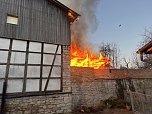 Scheunenbrand heute Morgen in Himmelsberg (Foto: S.Dietzel)