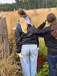 Mit dem Spaten f&uuml;r den Wald - die beiden neunten Klassen der Regelschule Niedersachswerfen halfen bei der Wiederaufforstung im Harz (Foto: Tanita Thelemann)