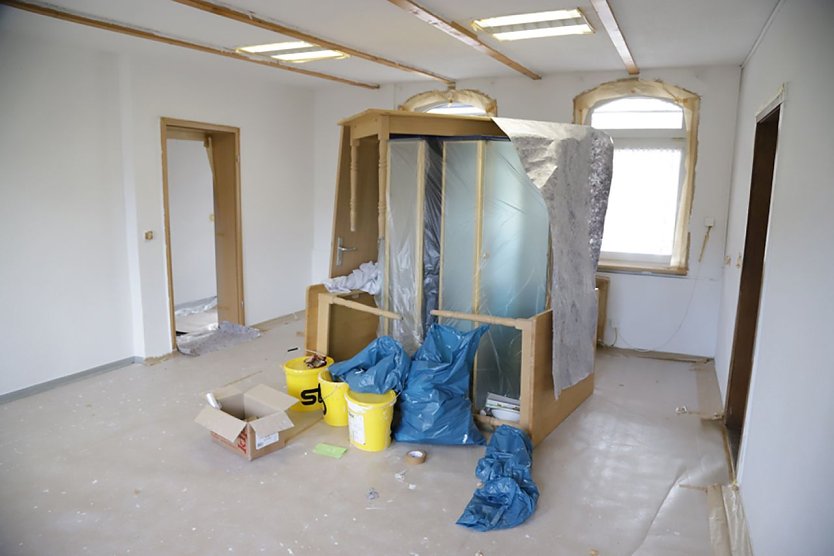 Die Vorbereitungen f&uuml;r die Arbeiten an der "Business Lounge" sind schon abgeschlossen (Foto: FSV Wacker 90 Nordhausen)