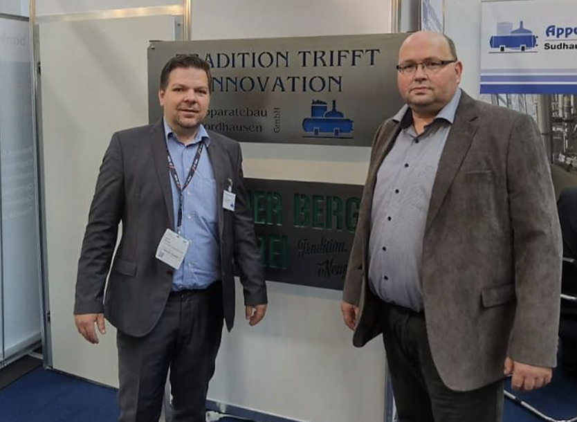 International unterwegs - die Gesch&auml;ftsf&uuml;hrer Meyer und Richardt auf der M&uuml;ncher Messe (Foto: Apparatebau Nordhausen)