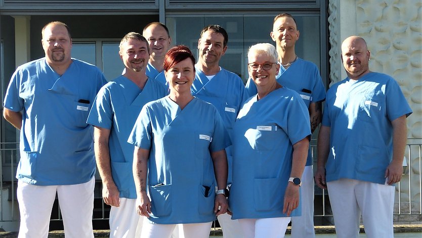 Die Patiententransportmitarbeiter des S&uuml;dharz Klinikums (Foto: SHK)