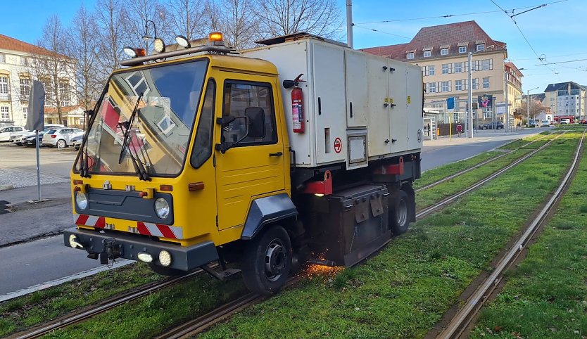 Werterhaltung der Stra&szlig;enbahngleise in Nordhausen (Foto: Ralf Stade (Verkehrsbetriebe Nordhausen GmbH))