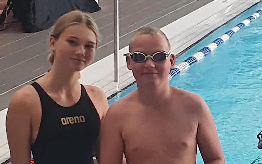 Lenya Kurtz und Tom Falke vertraten den Nordh&auml;user Schwimmverein  (Foto: K.Berndt)