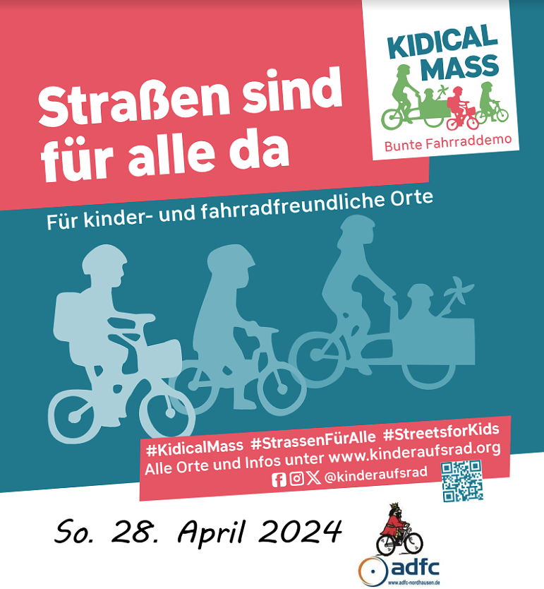 "Kidical Mass" Fahrraddemo am Sonntag in Nordhausen (Foto: ADFC)