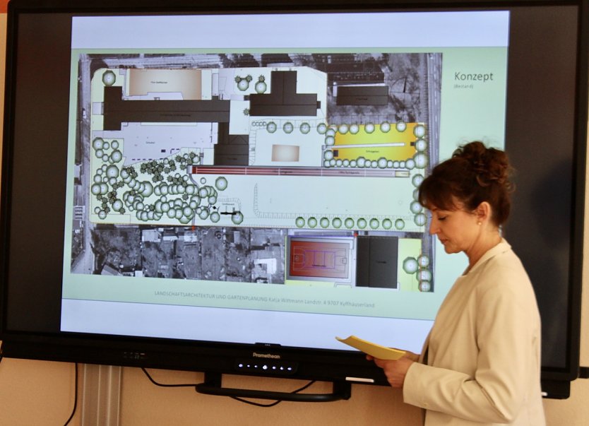 Landschaftsarchitektin und Gartenplanerin (Kyffh&auml;userland OT Badra), Katja Wittmann stellt ihr Projekt zur Umgestaltung des Au&szlig;engel&auml;ndes vor (Foto: Eva Maria Wiegand)