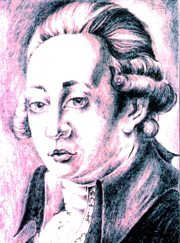 Karin Kisker, farbiges Portr&auml;t Fr. A. Wolfs nach dem Kupferstichportr&auml;t: FR. AUG. WOLF. Professor zu Halle von Daniel Beyel, (1760-1823), Schweiz � (Foto: Quelle Beitr&auml;ge zur Heimatkunde � Nordhausen � 12/87)