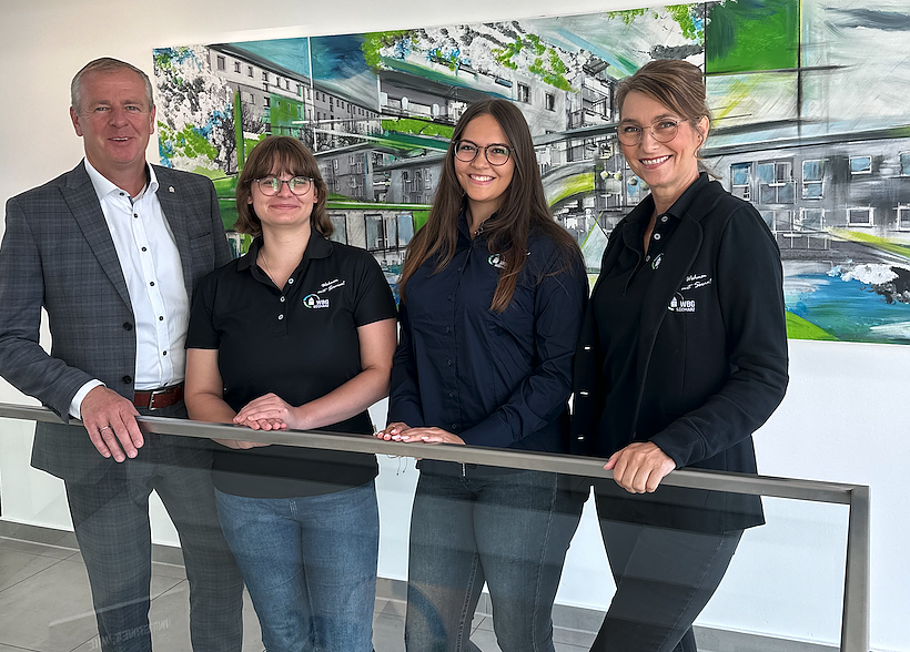 (v.l.) Steffen Loup, Henriette Deistung, Alessia Hoffmann, Sandra Nikoleizig (Foto: WBG Südharz) (v.l.) Steffen Loup, Henriette Deistung, Alessia Hoffmann, Sandra Nikoleizig (Foto: WBG Südharz)