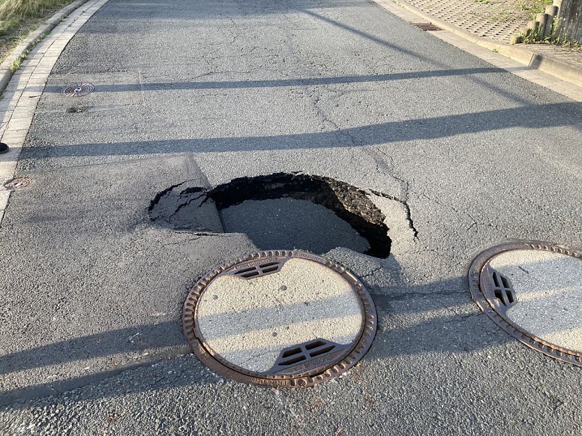 Absenkung am Wiesenweg (Foto: Stadt Nordhausen)