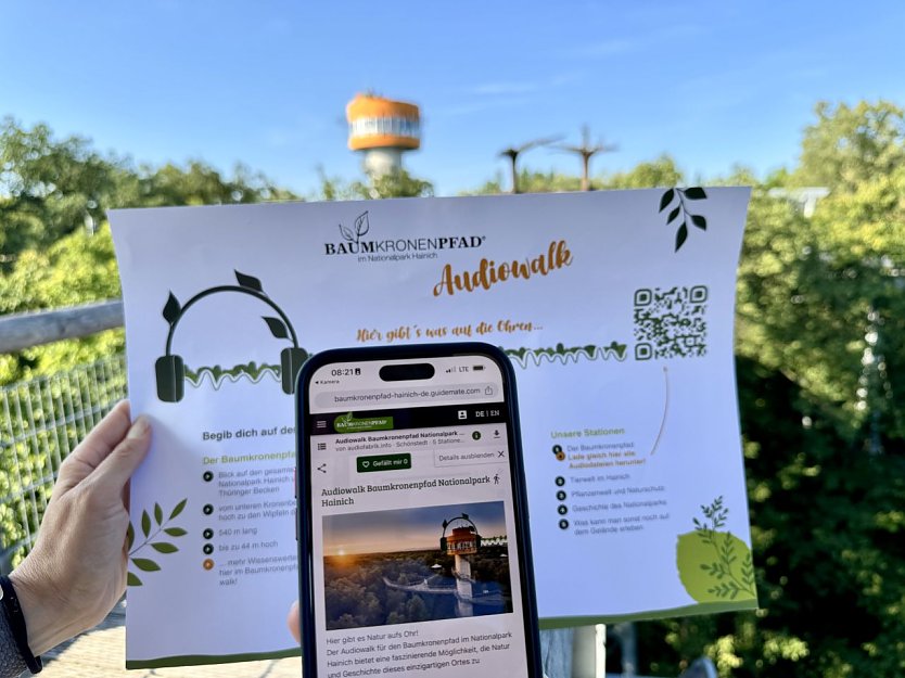 Hier gibt�s was auf die Ohren: der neue Audiowalk ist eine faszinierende M&ouml;g- lichkeit, die Natur und Geschichte des Baumkronenpfades zu entdecken. (Foto: KTL Bad Langensalza)