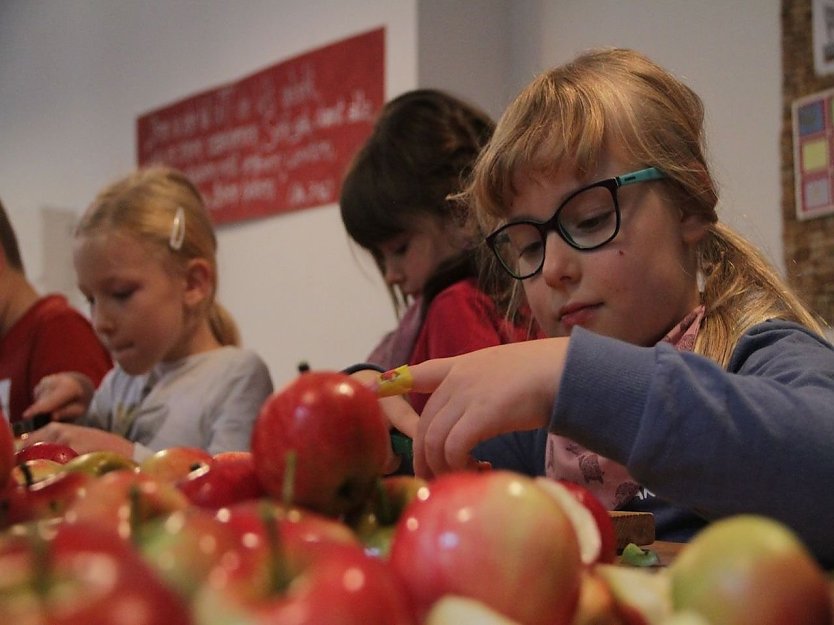 Verarbeitung der Apfelernte im KILA (Foto: Frank Tuschy)