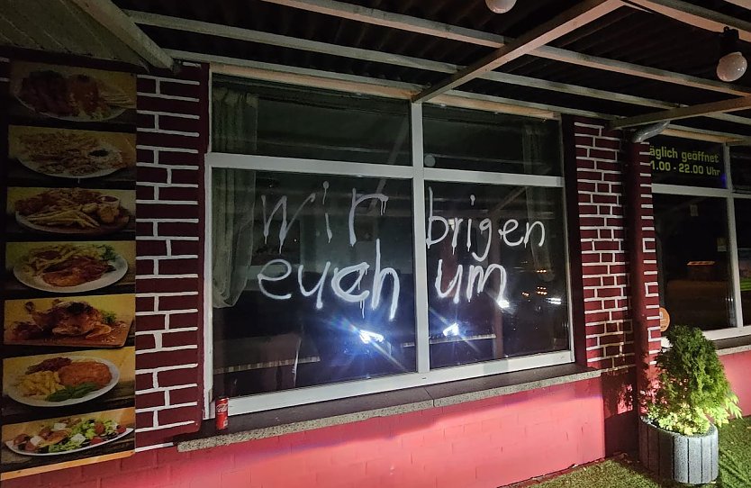 Morddrohung an einem Nordh&auml;user Imbiss (Foto: S.Tetzel)