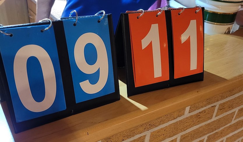 Ergebnistafel beim Derbysieg f&uuml;r die Dartchaoten Oberspier (Foto: Thomas Peglow)