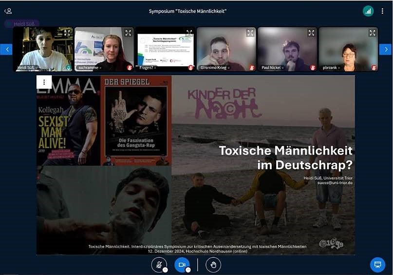 Teilnehmende der Online-Konferenz w&auml;hrend des interdisziplin&auml;ren Symposiums zur kritischen Auseinandersetzung mit toxischer M&auml;nnlichkeit an der Hochschule Nordhausen (Foto: Hochschule Nordhausen)