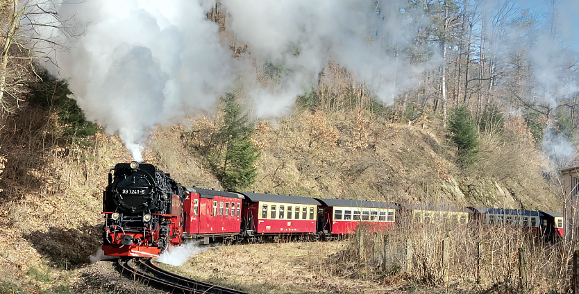 Die Harzquerbahn auf dem Weg zum Brocken (Foto: HSB/Dirk Bahnsen)