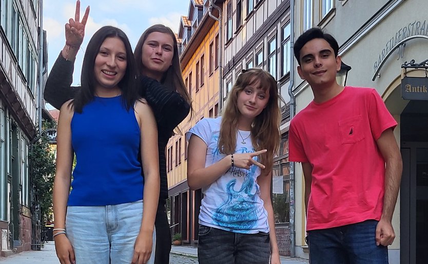 v.l.n.r. Rotary Youth Exchange Teilnehmende: Sophie (Mexiko), Greta (NDH), Juli (NDH), Emmanuel (Mexiko) (Foto: Rotary Club Nordhausen)