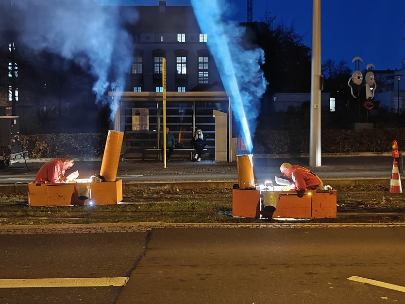 Schwei&szlig;arbeiten in der T&ouml;pferstra&szlig;e (Foto: Peter Blei)