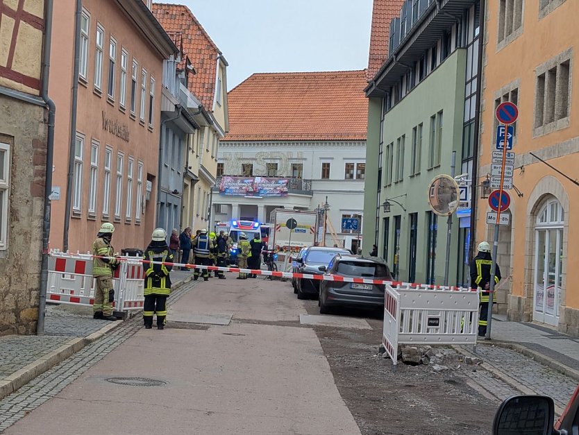 Absperrung in der Sondersh&auml;user Innenstadt (Foto: Robert)