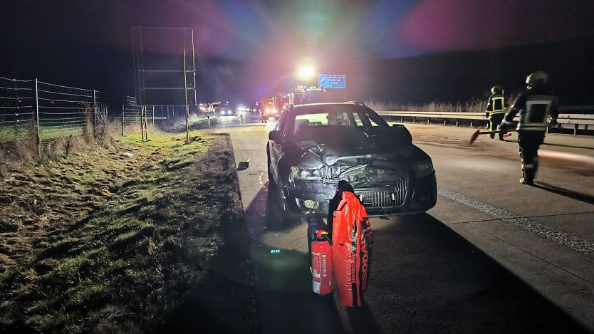 Unfall auf der A38 bei Großwechsungen (Foto: S. Dietzel) Unfall auf der A38 bei Großwechsungen (Foto: S. Dietzel)