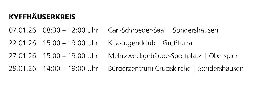 Blutspendetermine f&uuml;r den Kyffh&auml;userkreis (Ausschnitt) (Foto: Blutspendezentrale Nordhausen)