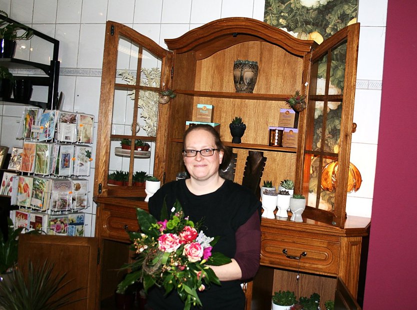 Susann Martin hat in Kelbra ihr Gesch&auml;ft "Wurzelweib" er&ouml;ffnet. (Foto: Ulrich Reinboth)