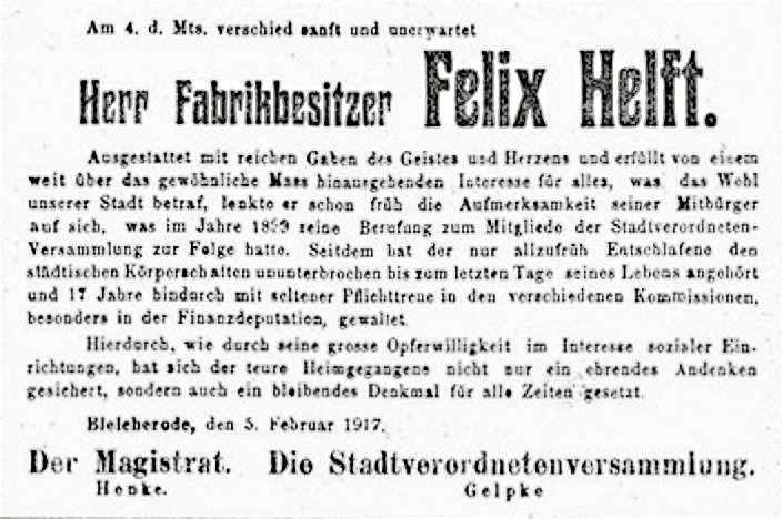 Todesanzeige zum Ableben von Felix Heldt. (Foto: Repro: Dirk Schmidt) Todesanzeige zum Ableben von Felix Heldt. (Foto: Repro: Dirk Schmidt)